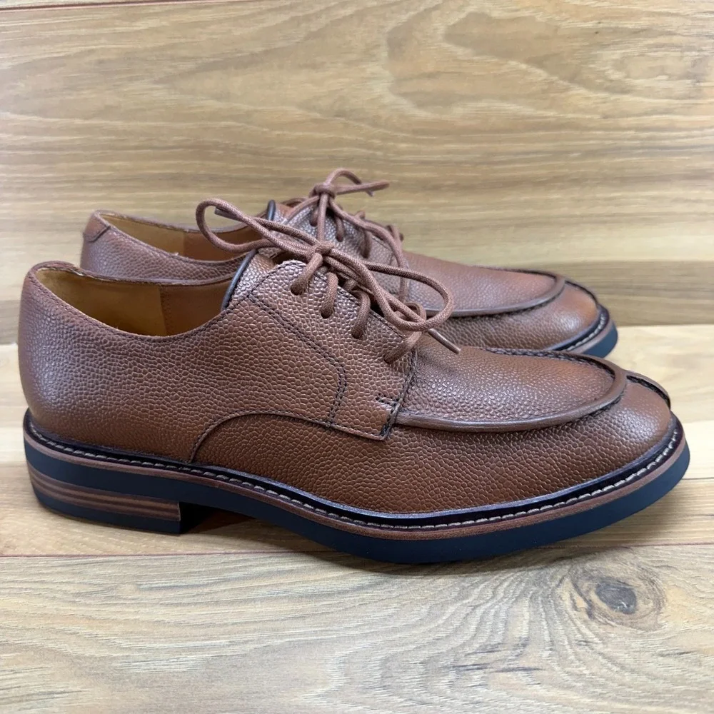 Clarks Whitman Lace Up Oxfords Mens 7.5‎ Brown Textured Leather Split Toe Derby